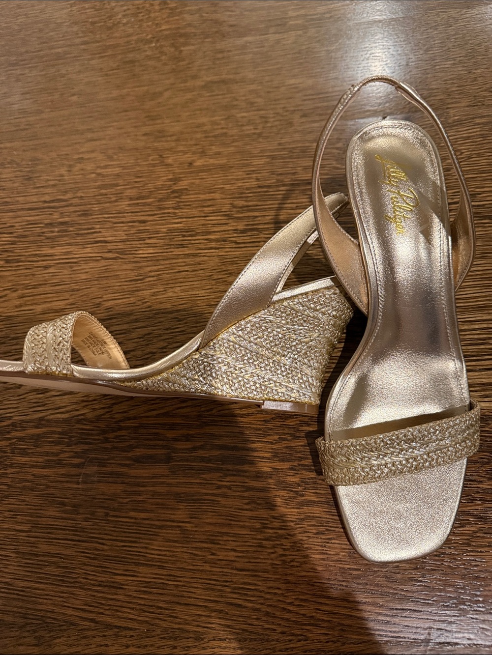 Lilly Pulitzer Rose Gold Braided Front Slingback Wedges - Picture 2 of 2